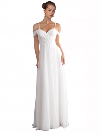 Sleeveless Off the Shoulder A-Line Soft Chiffon Beach Wedding Dress Liverpool