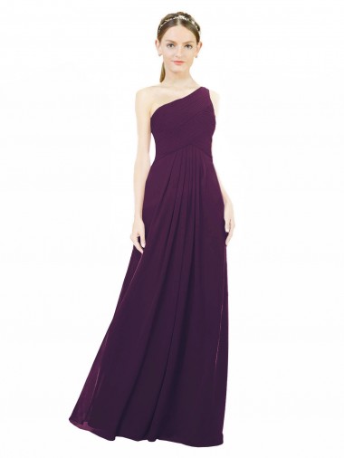Grape Sleeveless One Shoulder A-Line Chiffon Bridal Party Dress / Evening Dress Liverpool