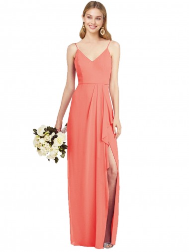 Sleeveless Spaghetti Straps Trumpet Soft Chiffon Formal Dress / Bridesmaid Dress Liverpool