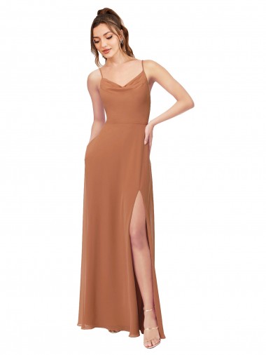 Low Back Sleeveless Cowl Neck A-Line Soft Chiffon Bridesmaid Dress Liverpool