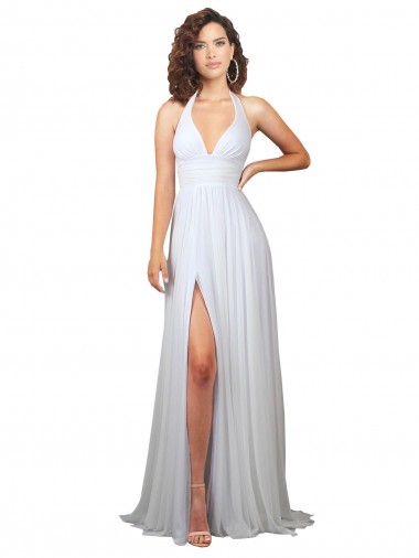 Low Back Sleeveless V-Neck A-Line Soft Chiffon Beach Wedding Dress Liverpool