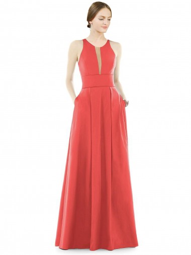 Sleeveless Jewel Neck A-Line Satin Bridesmaid Dress Liverpool