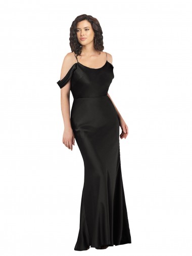 Low Back Black Sleeveless Off the Shoulder A-Line Silk like Satin Formal Dress / Bridesmaid Dress Liverpool