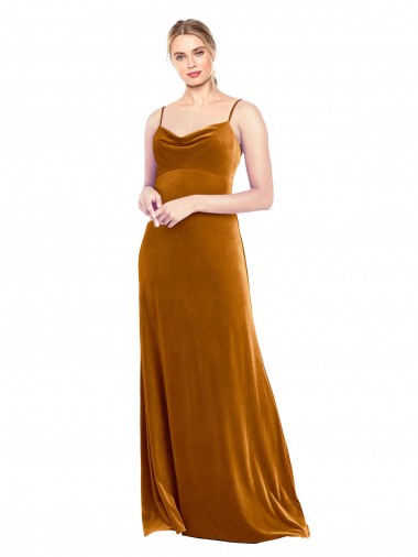 Sleeveless Spaghetti Straps A-Line Stretch Velvet Prom Dress / Bridesmaid Dress Liverpool