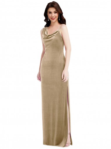 Champagne Sleeveless One Shoulder Sheath Stretch Velvet Black Tie Evening Gown / Prom Dress / Bridesmaid Dress Liverpool